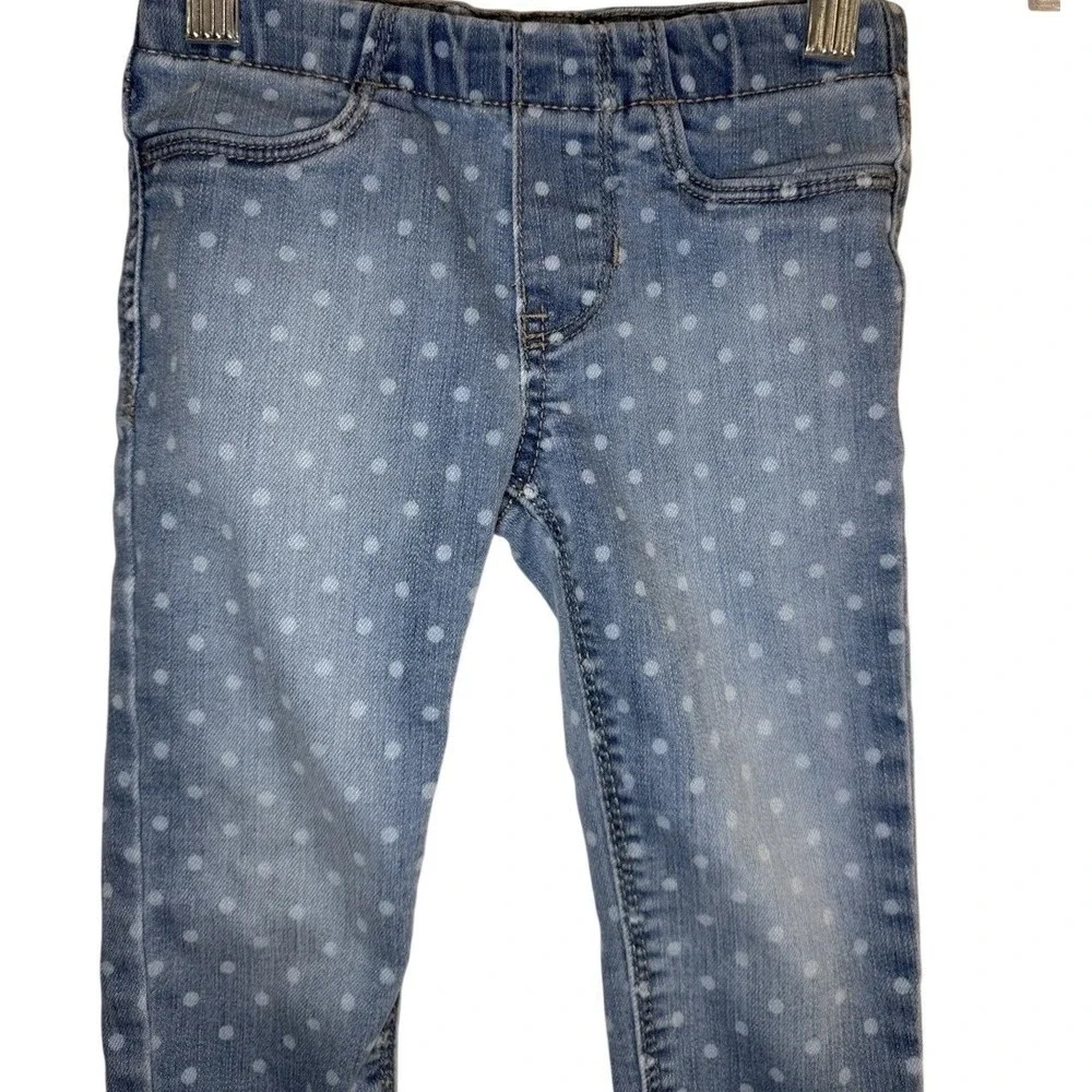 OshKosh B'gosh Kids Polka Dot Denim Jeans Leggings Toddler Size 3T Elastic Waist